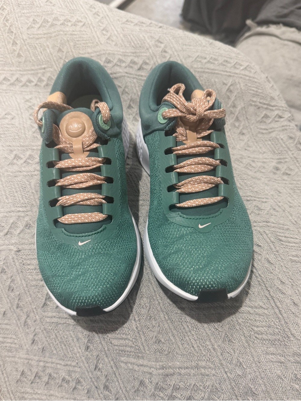 Nike Women’s Dark Green Running Shoes with Rose Gold Laces